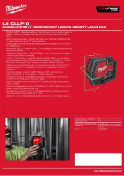 MILWAUKEE USB dobíjecí zelený křížový laser s olovnicí 4933479430 A4 PDF