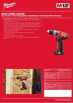 MILWAUKEE M12 FUEL™ 2-rychlostní kompaktní vrtačka/šroubovák 4933441115 A4 PDF