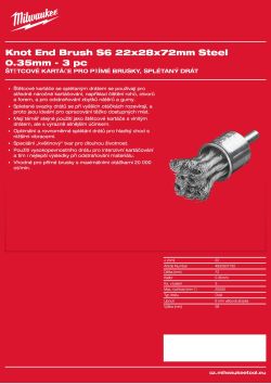 MILWAUKEE Štětcový kartáč S6 22×28×72 mm, ocelový, splétaný drát 0,35 mm – 3 ks 4932501732 A4 PDF