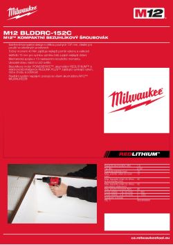 MILWAUKEE M12™ kompaktní bezuhlíkový šroubovák 4933499684 A4 PDF