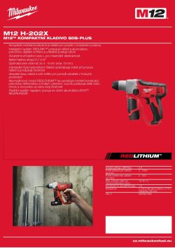MILWAUKEE M12™ kompaktní kladivo SDS-plus 4933441886 A4 PDF