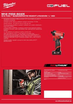 MILWAUKEE M12 FUEL™ subkompaktní rázový utahovák ¼″ hex 4933479878 A4 PDF