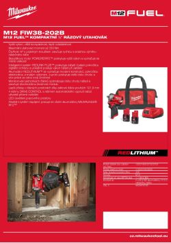 MILWAUKEE Polokompaktní rázový utahovák ⅜ ″ M12 FUEL™ 4933478785 A4 PDF