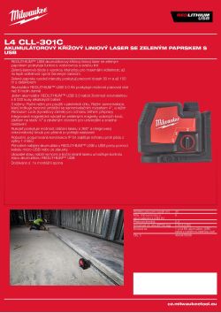 MILWAUKEE Akumulátorový křížový liniový laser se zeleným paprskem s USB 4933478570 A4 PDF