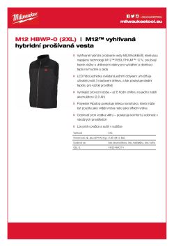 MILWAUKEE M12™ vyhřívaná hybridní prošívaná vesta 4933464374 A4 PDF