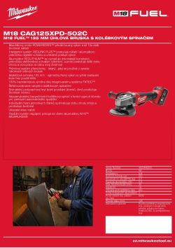 MILWAUKEE M18 FUEL™ 125 mm úhlová bruska s kolébkovým spínačem 4933448200 A4 PDF