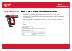 MILWAUKEE M18 FUEL™ 16 GA úhlová hřebíkovačka 4933451569 A4 PDF