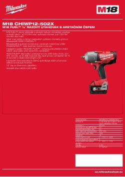 MILWAUKEE M18 FUEL™ 1/2˝ rázový utahovák s aretačním čepem 4933451400 A4 PDF