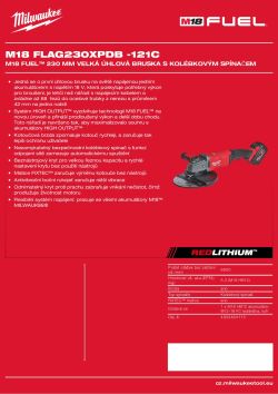 MILWAUKEE M18 FUEL™ 230 mm velká úhlová bruska s kolébkovým spínačem 4933464115 A4 PDF