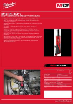 MILWAUKEE M12™ kompaktní ráčnový utahovák 4933431270 A4 PDF