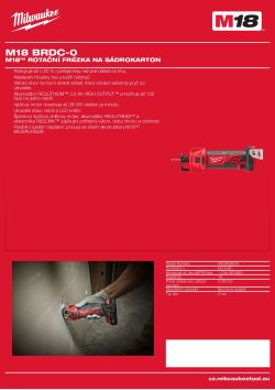 MILWAUKEE M18™ rotační frézka na sádrokarton 4933498009 A4 PDF