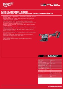 MILWAUKEE M18 FUEL™ 125 mm úhlová bruska s posuvným spínačem 4933448190 A4 PDF