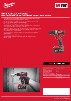 MILWAUKEE M18™ kompaktní bezuhlíkový vrtací šroubovák 4933464539 A4 PDF
