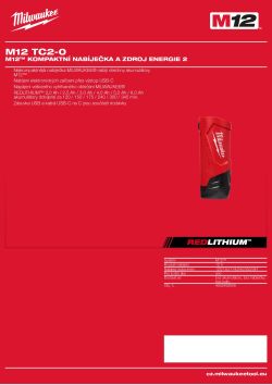 MILWAUKEE M12™ kompaktní nabíječka a zdroj energie 2 4932492909 A4 PDF