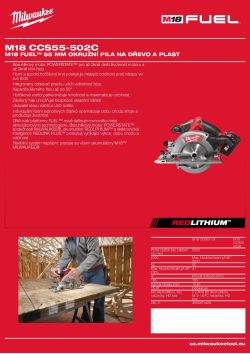 MILWAUKEE M18 FUEL™ 55 mm okružní pila na dřevo a plast 4933448155 A4 PDF