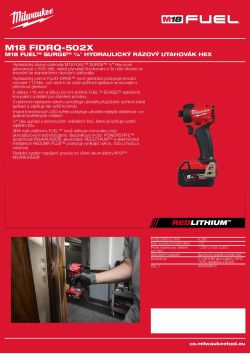 MILWAUKEE M18 FUEL™ SURGE™ ¼″ hydraulický rázový utahovák Hex 4933498913 A4 PDF