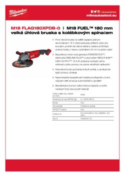 MILWAUKEE M18 FUEL™ 230 mm velká úhlová bruska s kolébkovým přepínačem 4933464112 A4 PDF