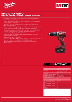 MILWAUKEE M18™ kompaktní příklepová vrtačka 4933447000 A4 PDF