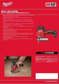 MILWAUKEE M12™ kompaktní přímočará pila 4933441700 A4 PDF