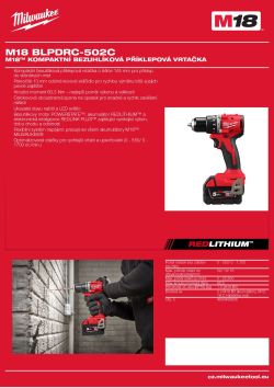 MILWAUKEE M18™ kompaktní bezuhlíková příklepová vrtačka 4933493919 A4 PDF