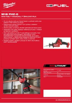 MILWAUKEE M18 FUEL™ HACKZALL™ šavlová pila 4933500566 A4 PDF