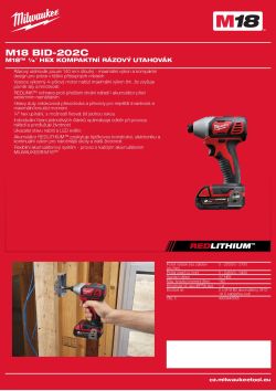 MILWAUKEE M18™¼″ hex kompaktní rázový utahovák 4933443585 A4 PDF