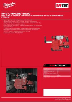 MILWAUKEE M18 FUEL™ vysoce výkonné kladivo SDS-plus s odsavačem prachu 4933446850 A4 PDF