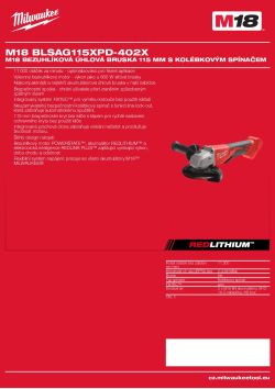 MILWAUKEE M18 bezuhlíková úhlová bruska 115 mm s kolébkovým spínačem 4933492648 A4 PDF