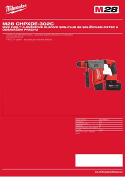 MILWAUKEE M28 FUEL™ 4-režimové kladivo SDS-plus se sklíčidlem FIXTEC a odsavačem prachu 4933448553 A4 PDF