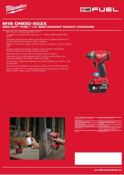 MILWAUKEE ONE-KEY™ FUEL™ 1/4˝ Śestihranný rázový utahovák 4933451370 A4 PDF