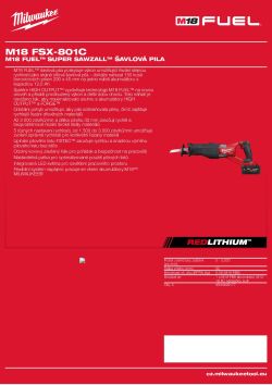 MILWAUKEE M18 FUEL™ Super SAWZALL™ šavlová pila 4933499178 A4 PDF