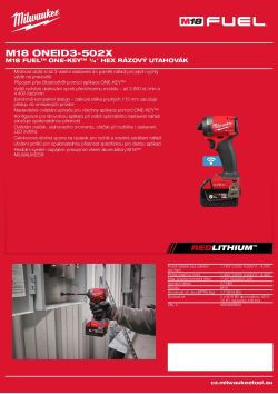 MILWAUKEE M18 FUEL™ ONE-KEY™ ¼″ Hex rázový utahovák 4933492805 A4 PDF