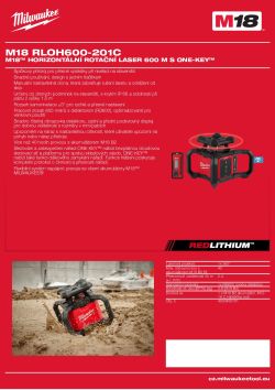 MILWAUKEE M18™ horizontální rotační laser 600 m s ONE-KEY™ 4933493192 A4 PDF
