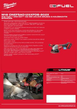 MILWAUKEE M18 FUEL™ ONE-KEY™ 125 mm úhlová bruska s kolébkovým spínačem 4933479633 A4 PDF