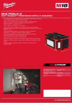 MILWAUKEE M18™ PACKOUT™ Prostorové světlo a nabíječka 4933478121 A4 PDF