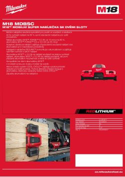 MILWAUKEE M18™ mobilní super nabíječka se dvěma sloty 4933498557 A4 PDF