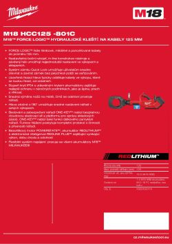 MILWAUKEE M18™ FORCE LOGIC™ hydraulické kleště na kabely 125 mm 4933492419 A4 PDF
