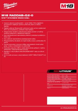 MILWAUKEE M18™ rádio DAB+ Bluetooth® 4933492344 A4 PDF