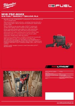 MILWAUKEE M18 FUEL™ SAWZALL™ šavlová pila 4933479374 A4 PDF