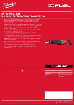 MILWAUKEE M18 FUEL™ Super SAWZALL® šavlová pila 4933471375 A4 PDF