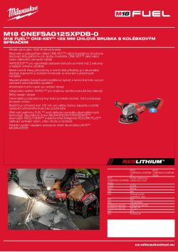 MILWAUKEE M18 FUEL™ ONE-KEY™ 125 mm úhlová bruska s kolébkovým spínačem 4933499160 A4 PDF