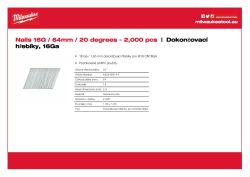 MILWAUKEE Dokončovací hřebíky 16G/64 mm/20° G-P2000 4932459144 A4 PDF