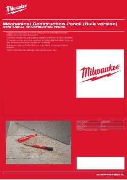MILWAUKEE Mechanická stavební tužka velké balení 4932501903 A4 PDF