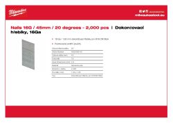 MILWAUKEE Dokončovací hřebíky 16G/45 mm/20° G-P2000 4932459142 A4 PDF
