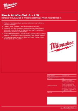 MILWAUKEE Rukavice Hi-Vis Cut Cut A - 9/L - 12 párů 4932492915 A4 PDF