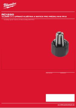 MILWAUKEE 12,5mm (½″) upínací kleština a matice pro frézku M18 FR12 4932493916 A4 PDF