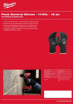 MILWAUKEE Univerzální Rukavice Cut – 11/XXL - 12 párů 4932493242 A4 PDF