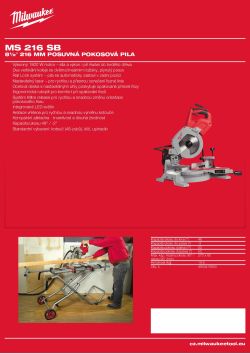 MILWAUKEE 8 ½"216 mm posuvná pokosová pila 4933471054 A4 PDF