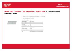 MILWAUKEE Dokončovací hřebíky 16G/32 mm/20° G-P2000 4932459140 A4 PDF
