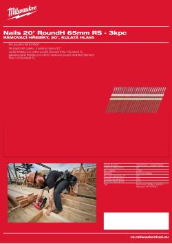 MILWAUKEE Rámovací hřebíky, 20°, kulatá hlava 2.8x65 mm RS-P3000 4932479411 A4 PDF